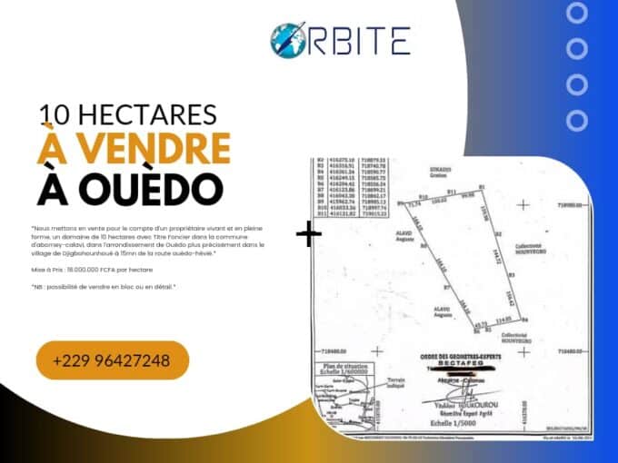 10 hectares a vendre a ouedo